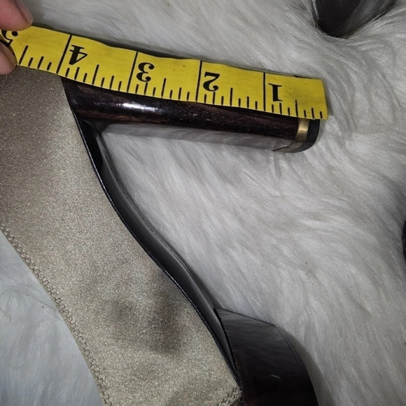 Stella McCartney Taupe Silk Wooden Heel Platform Pumps EU 38 - Picture 14 of 16